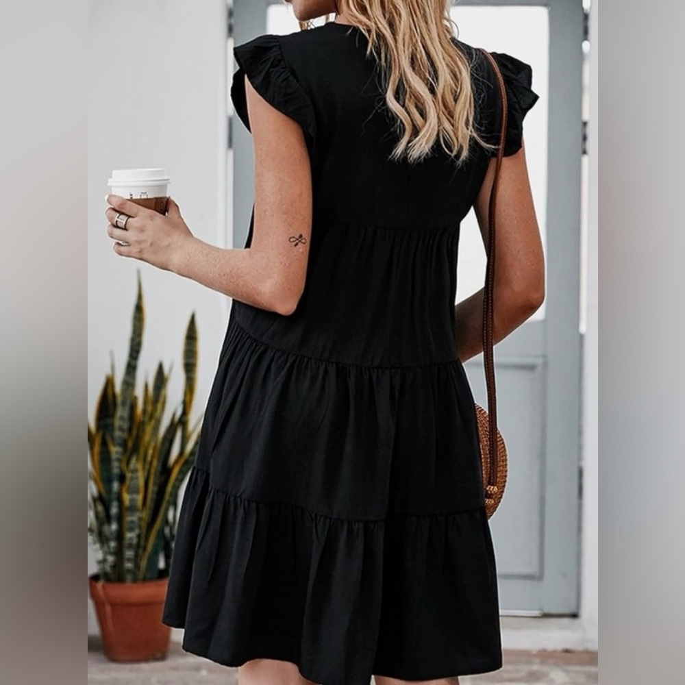 Kirundo Ruffle Sleeve Rayon Blend Babydoll Dress - Picture 2 of 8